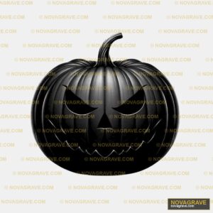 A Black And White Pumpkin With A Scary Face Seasonal Holiday - DTF Transfer Design