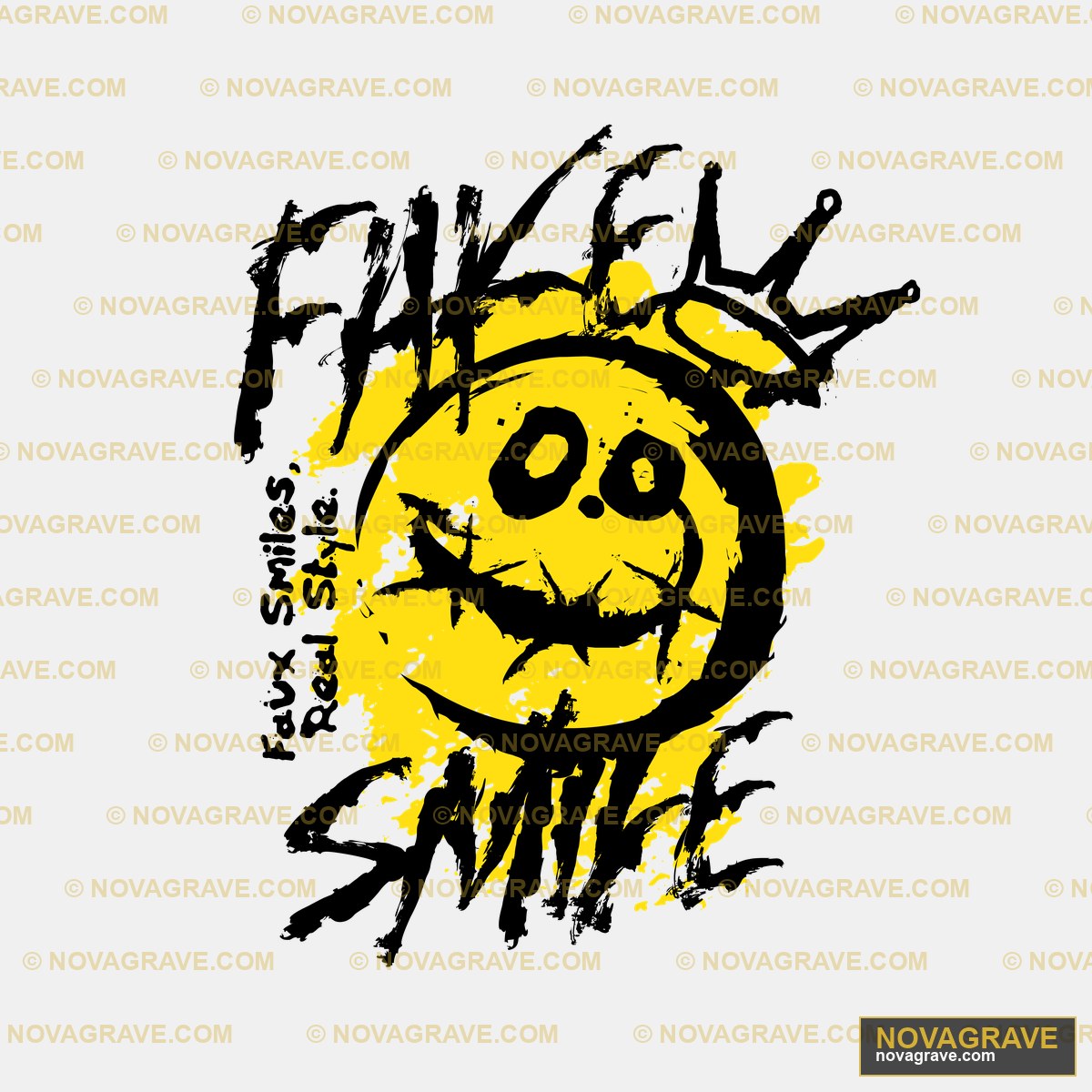 A Black And Yellow Logo With A Smiley Face Other Designs - DTF Ontwerp