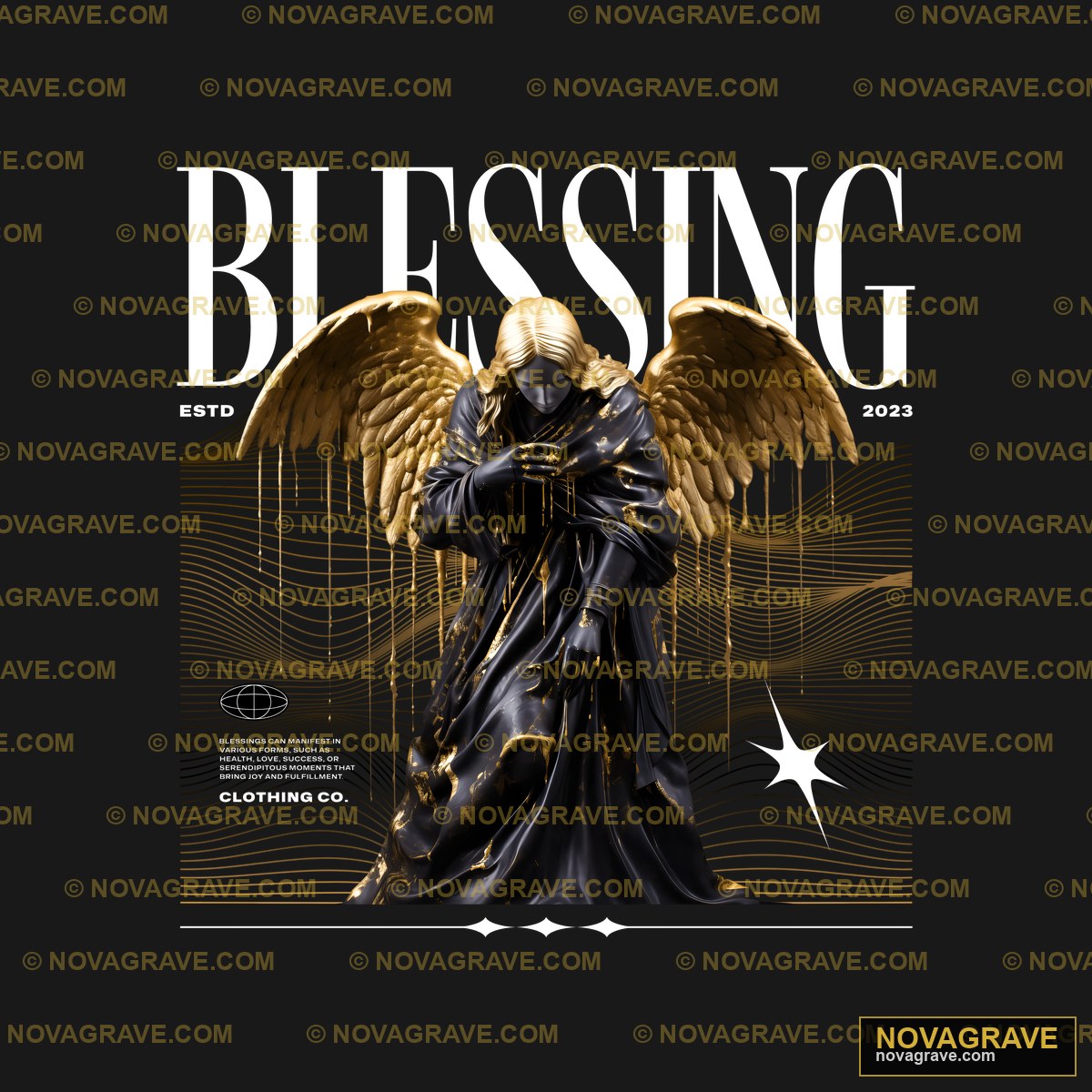 A Black Angel With Gold Wings And A Star Streetwear Urban - DTF Ontwerp