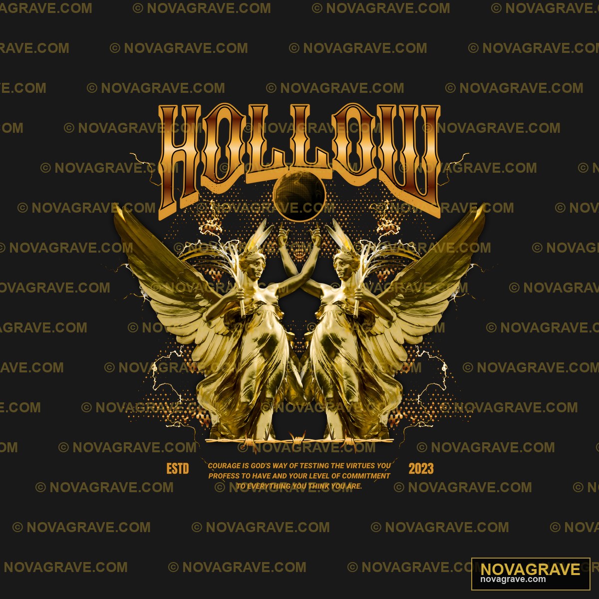 A Black Background With A Gold Angel And A Bl Streetwear Urban - DTF Transfer Design
