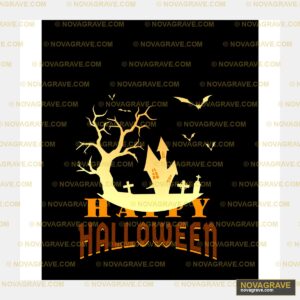 A Black Background With A Halloween Scene And Seasonal Holiday - DTF Transfer Design