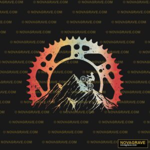 A Black Background With A Mountain And Sun Nature Botanical - DTF Transfer Design