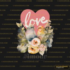 A Black Background With A Pink Heart And Flow Nature Botanical - DTF Ontwerp