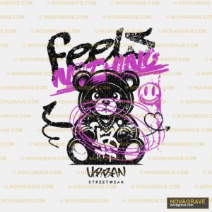 A Black Background With A Purple Outline Of A Animals Wildlife - DTF Transfer Design