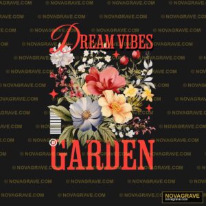 A Black Background With A Red And White Flowe Nature Botanical 2 - Design DTF