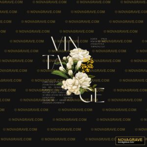 A Black Background With White Flowers And The Nature Botanical - DTF Transfer Design