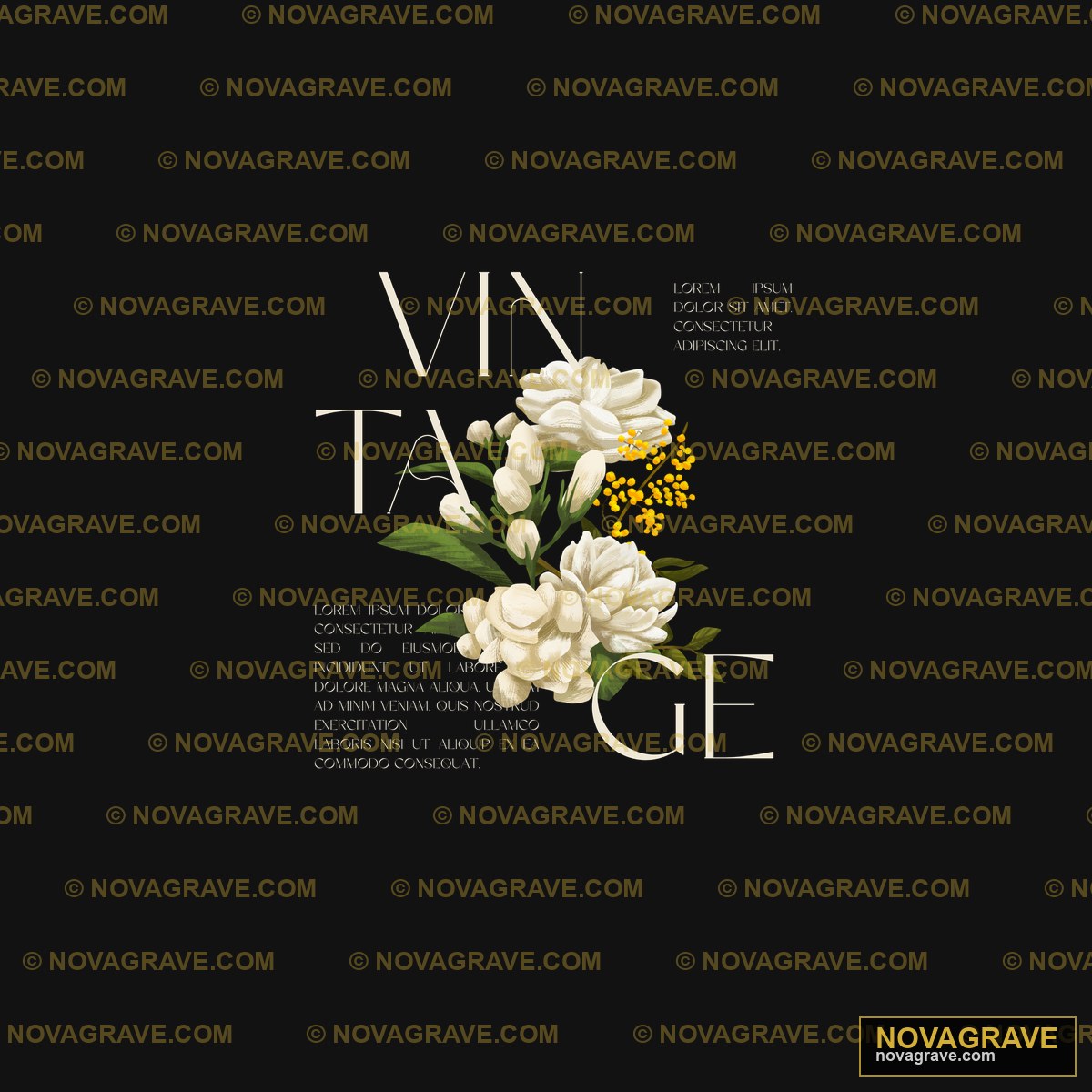 A Black Background With White Flowers And The Nature Botanical - DTF Transfer Design