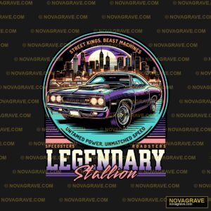 A Black Car With The Words Legendary On It Typography Slogans - DTF Ontwerp
