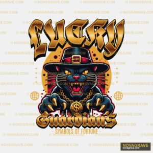 A Black Cat Wearing A Hat And Holding A Gold Animals Wildlife - Design DTF