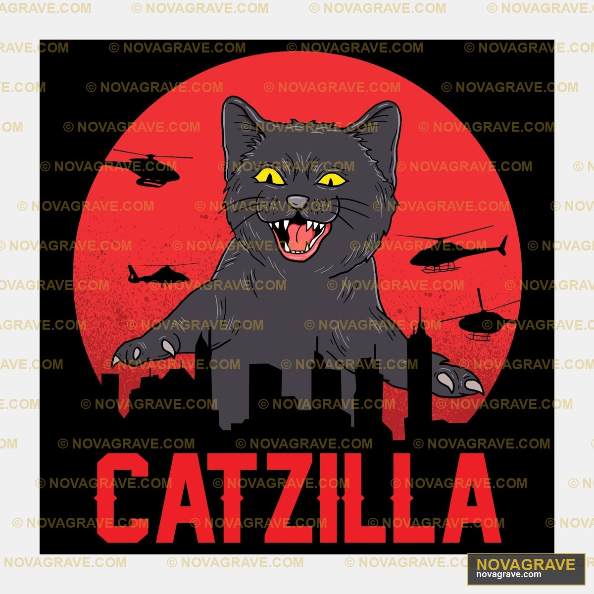 A Black Cat With A Red Sun Behind It Animals Wildlife - DTF Ontwerp
