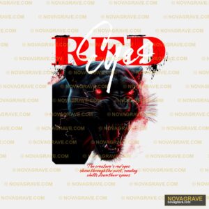 A Black Cat With Red Eyes And Fangs Animals Wildlife - DTF Transfer Design