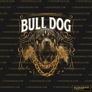 Bulldog with Gold Chain DTF Design PNG - Instant Download