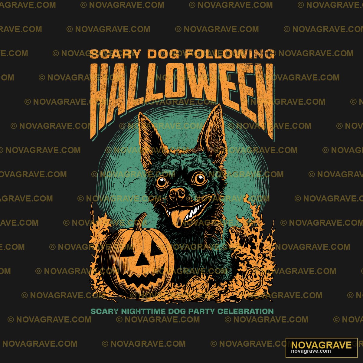 A Black Dog With A Pumpkin In Its Mouth Animals Wildlife 2 - DTF Ontwerp