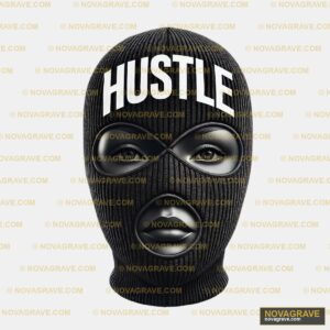 A Black Mask With The Word Hut On It Other Designs - DTF Transfer Design