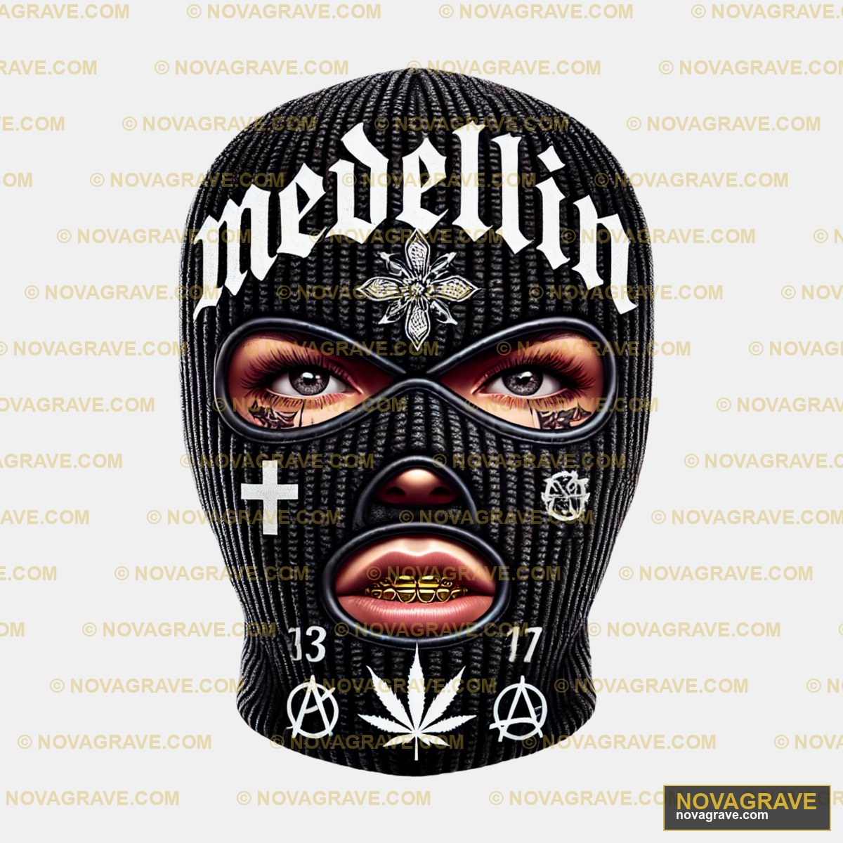A Black Mask With The Wordno Written On It Other Designs - DTF Transfer Design