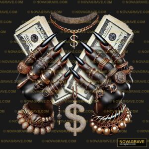 A Black Purse With A Bunch Of Money And A Pai Other Designs - DTF Transfer Design