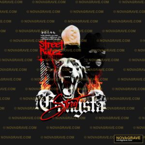 A Black Shirt With A Red And White Image Of A Animals Wildlife - Design DTF