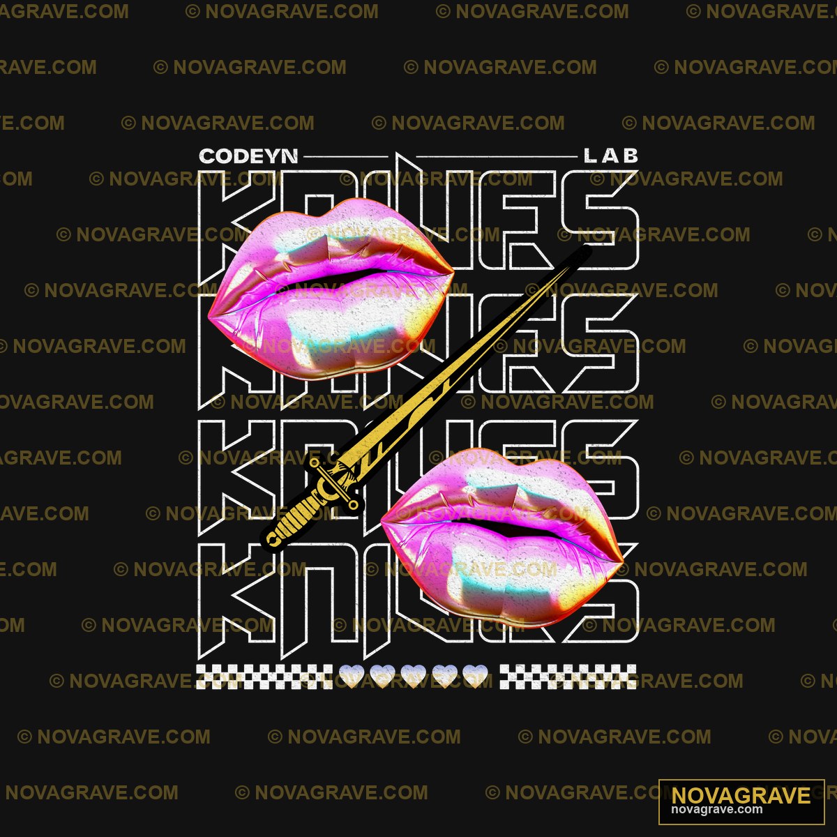A Black Shirt With Two Lips And A Sword Other Designs - DTF Transfer Design