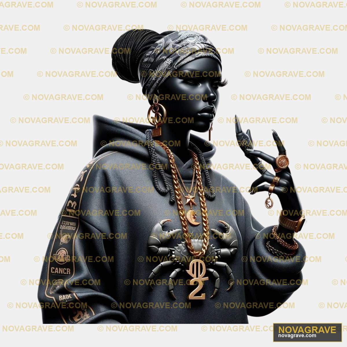 A Black Woman With A Gold Chain And A Black H Streetwear Urban 2 - Design DTF
