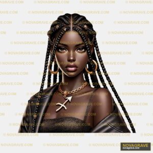 A Black Woman With Braids And A Cross Necklac Religious Spiritua - DTF Ontwerp