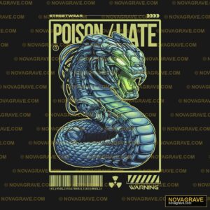 A Blue And Green Snake With The Words Poison Animals Wildlife - DTF Transfer Design