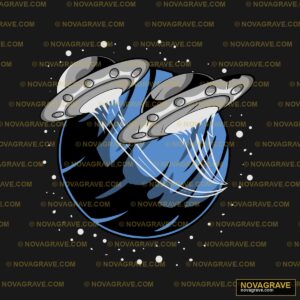 A Blue And White Spaceship With Two Small Jet Nature Botanical - DTF Transfer Design