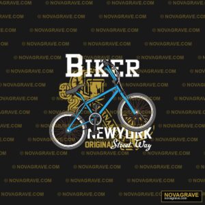 A Blue Bike With A Yellow And Black Design Typography Slogans DTF Design