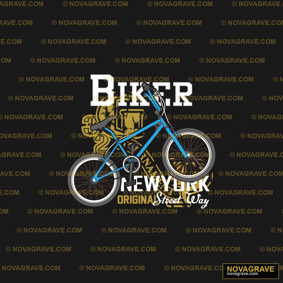 A Blue Bike With A Yellow And Black Design Typography Slogans - DTF Transfer Design