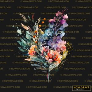 A Bouquet Of Flowers With Watercolor Splashs Nature Botanical - DTF Transfer Design