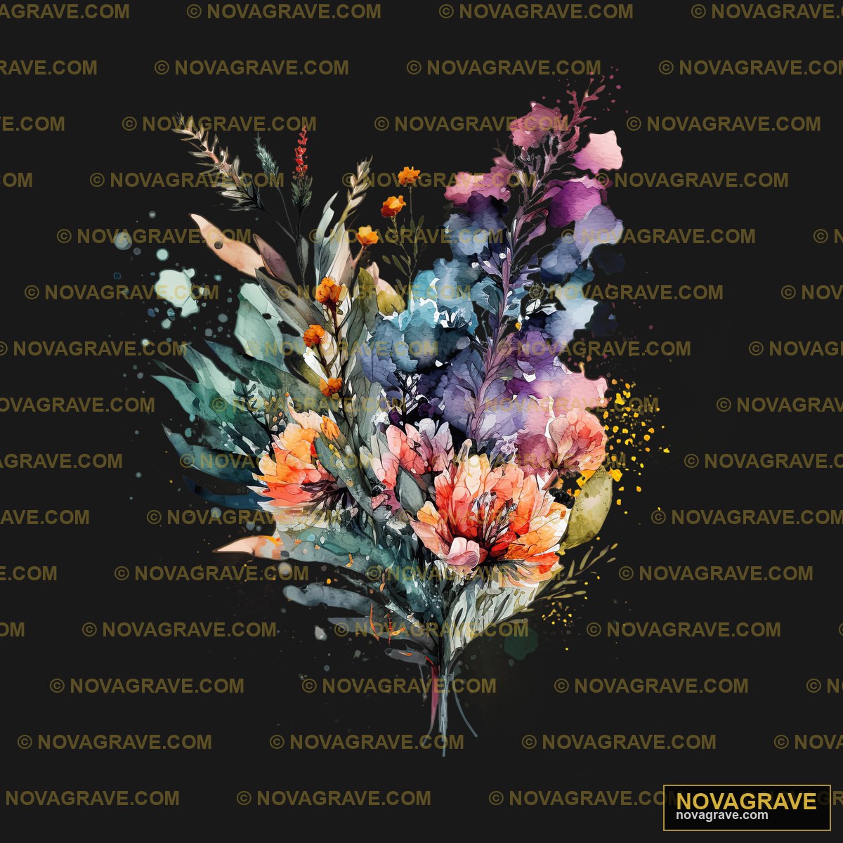 A Bouquet Of Flowers With Watercolor Splashs Nature Botanical - DTF Ontwerp
