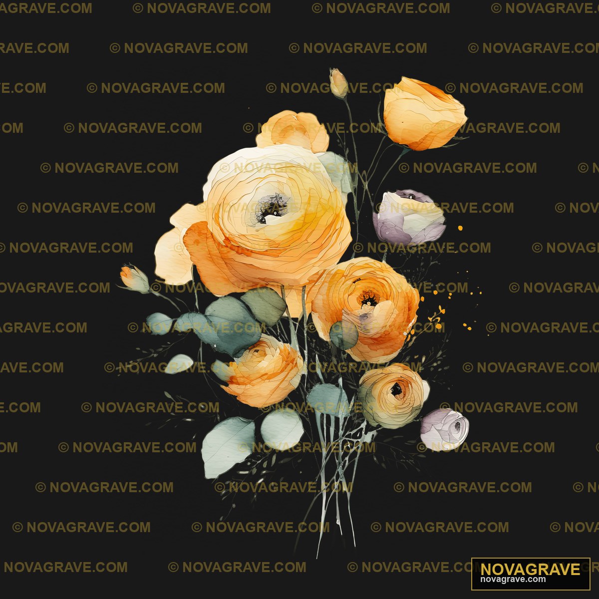 A Bouquet Of Orange And White Flowers Nature Botanical - Design DTF