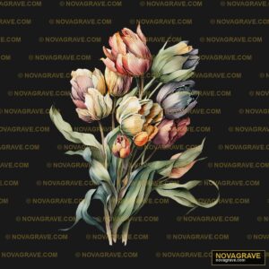 A Bouquet Of Tulipps On A Black Background Other Designs DTF Design