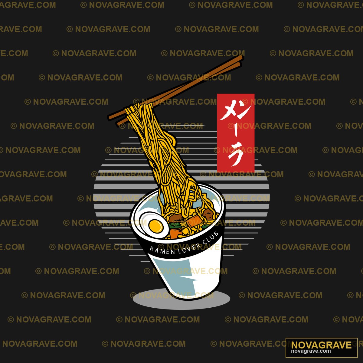 A Bowl Of Noodles With Chops And Chopsticks Animals Wildlife - DTF Transfer Design