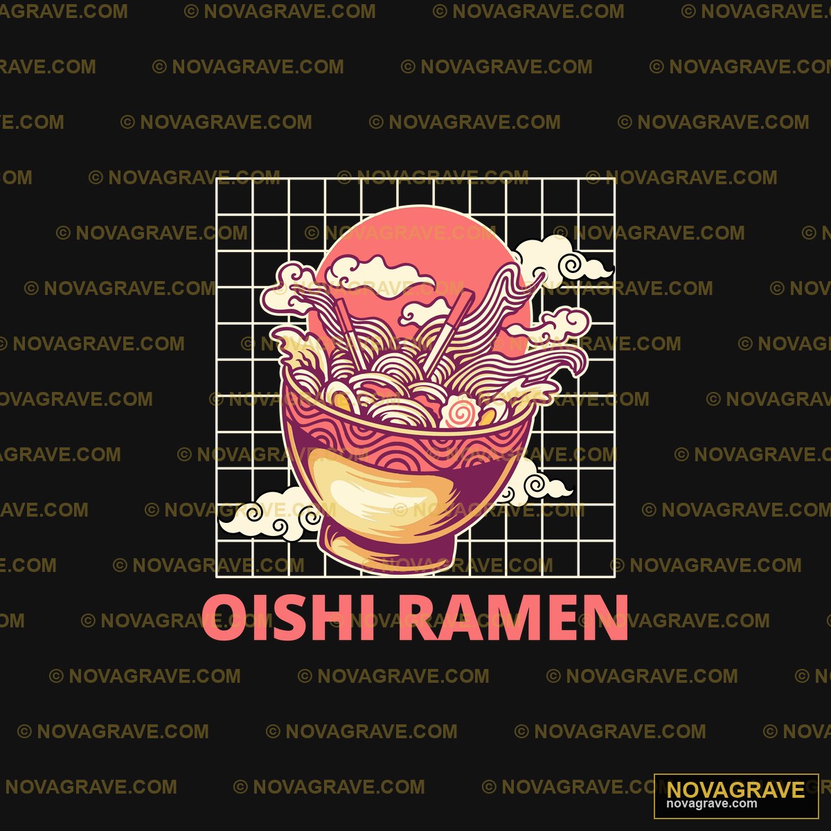 A Bowl Of Noodles With The Word Oh Ramen Animals Wildlife - DTF Transfer Design