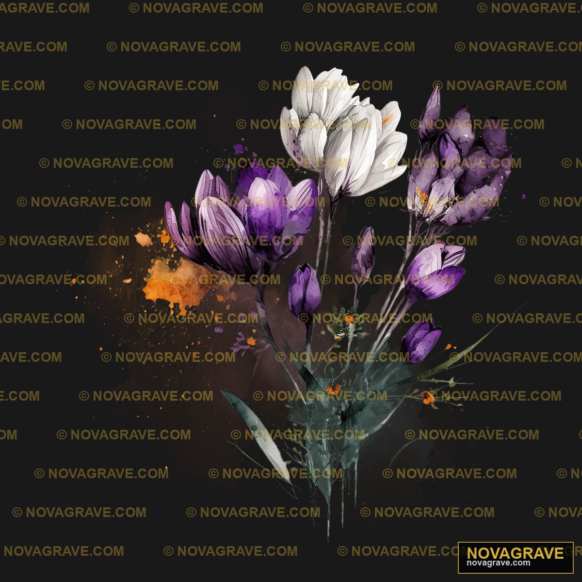 A Bunch Of Flowers On A Black Background Nature Botanical 4 - Design DTF