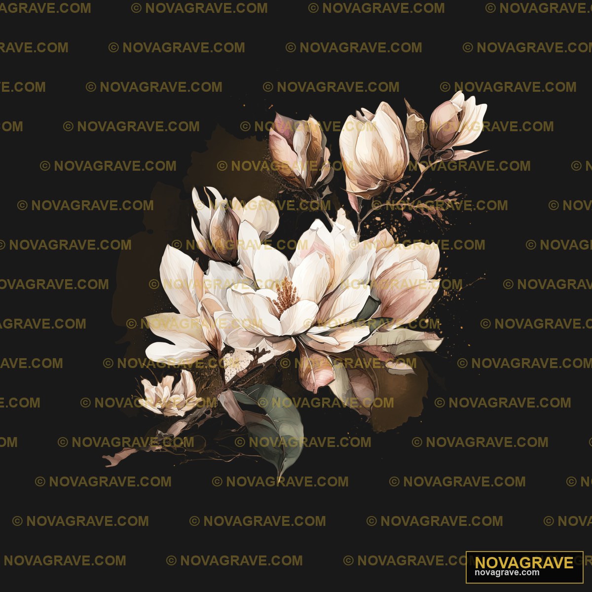 A Bunch Of Flowers On A Black Background Nature Botanical 5 - Design DTF