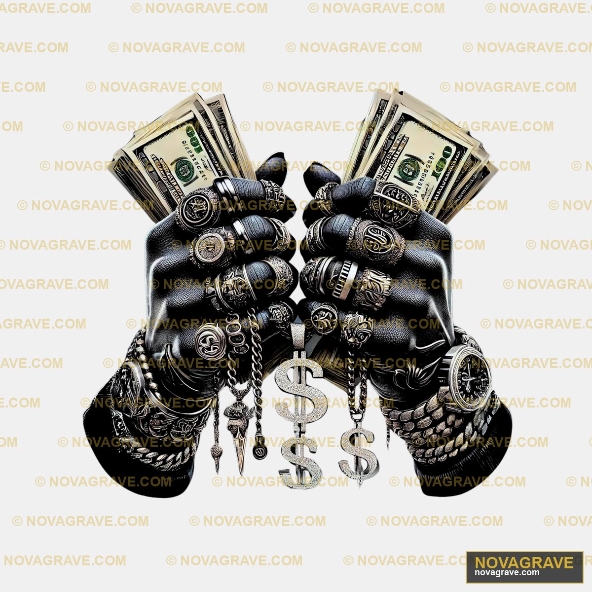 A Bunch Of Money With Handcuffs And Handcuffs Other Designs - DTF Ontwerp