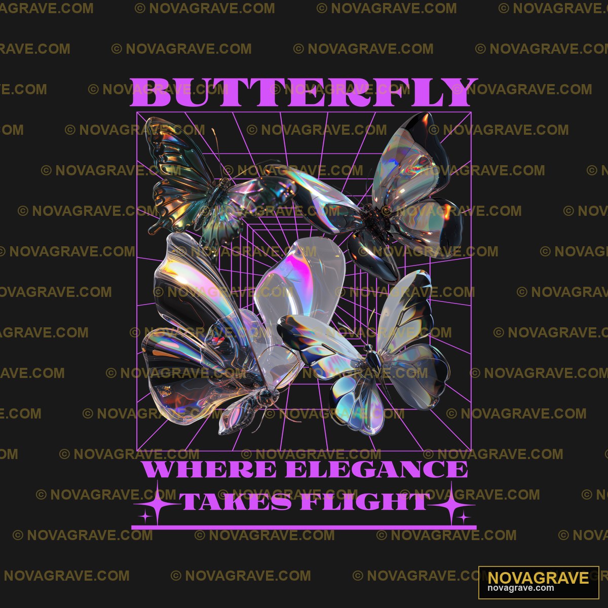A Butterfly With A Purple Background And The Animals Wildlife - DTF Transfer Design