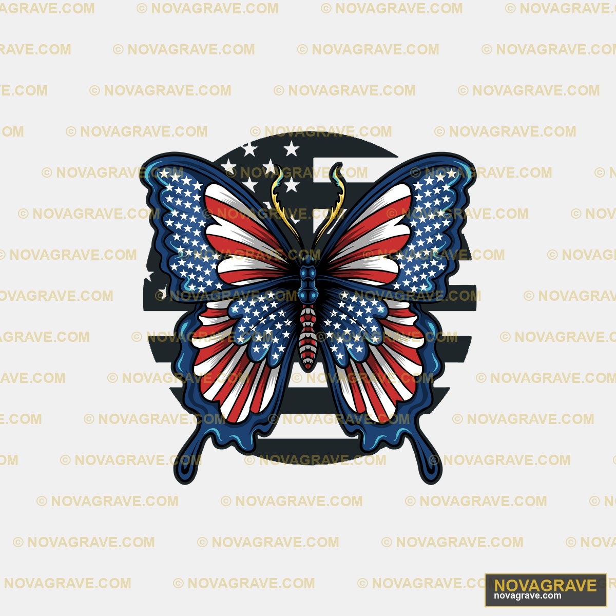 A Butterfly With The American Flag On Its Win Animals Wildlife - Design DTF