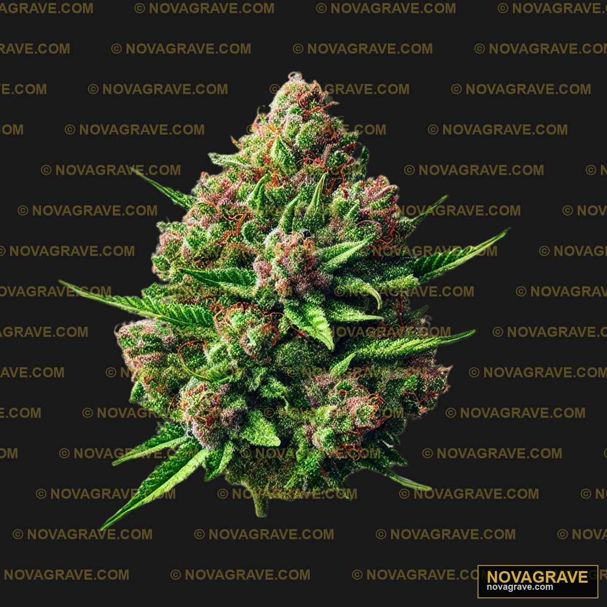 A Cannabis Plant With Green Leaves And Red Fl Nature Botanical - Design DTF