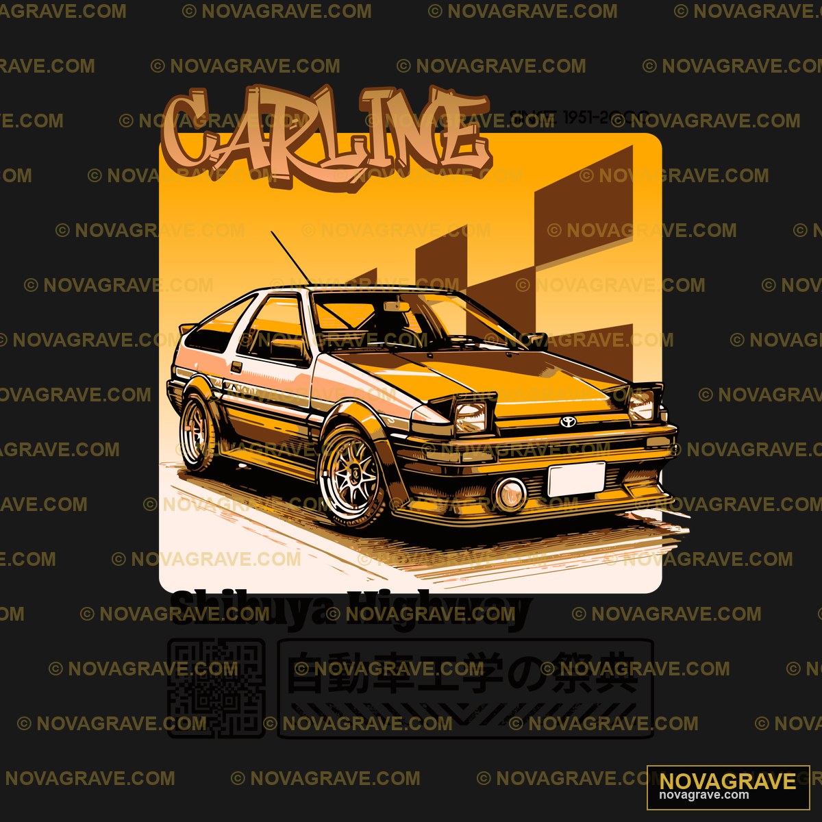 A Car With A Yellow Paint Job On It Other Designs - DTF Ontwerp