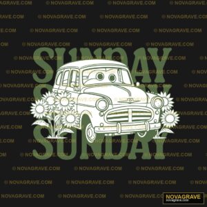 A Car With Flowers And The Words Sunday Nature Botanical - DTF Transfer Design