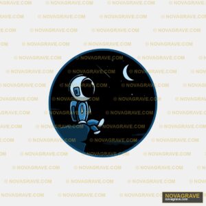 A Cartoon Astronaut Sitting On The Moon Nature Botanical - DTF Transfer Design