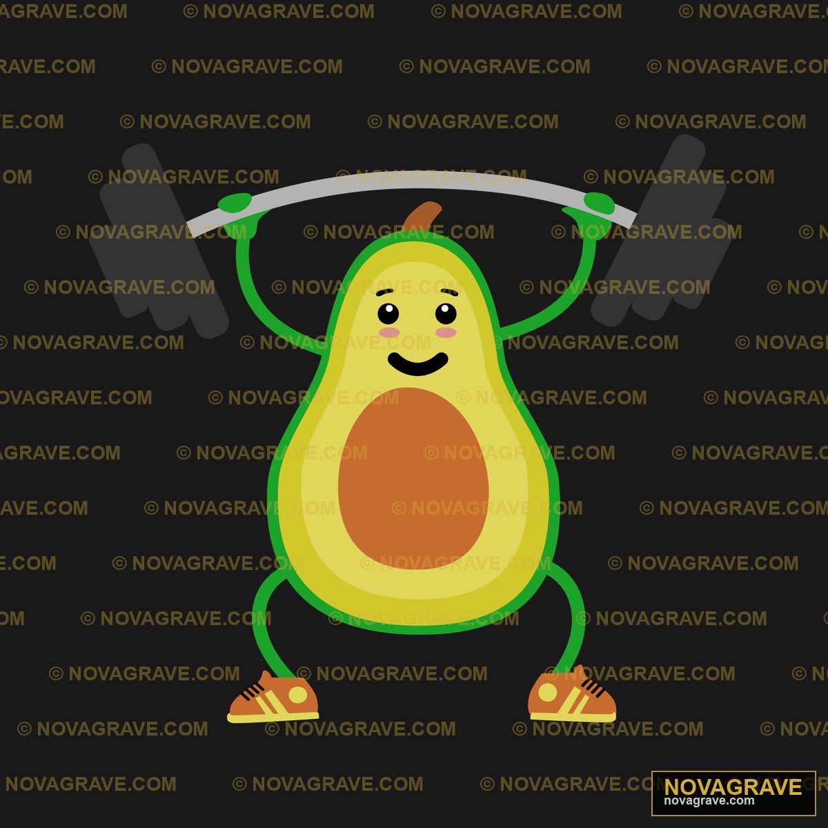 A Cartoon Avoca With A Barbell Other Designs - Design DTF