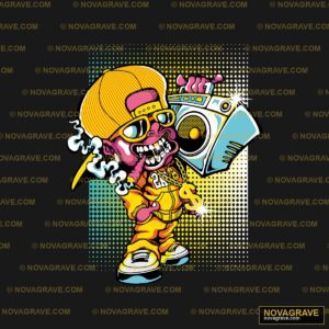 A Cartoon Character Dancing With A Boom Other Designs - DTF Ontwerp