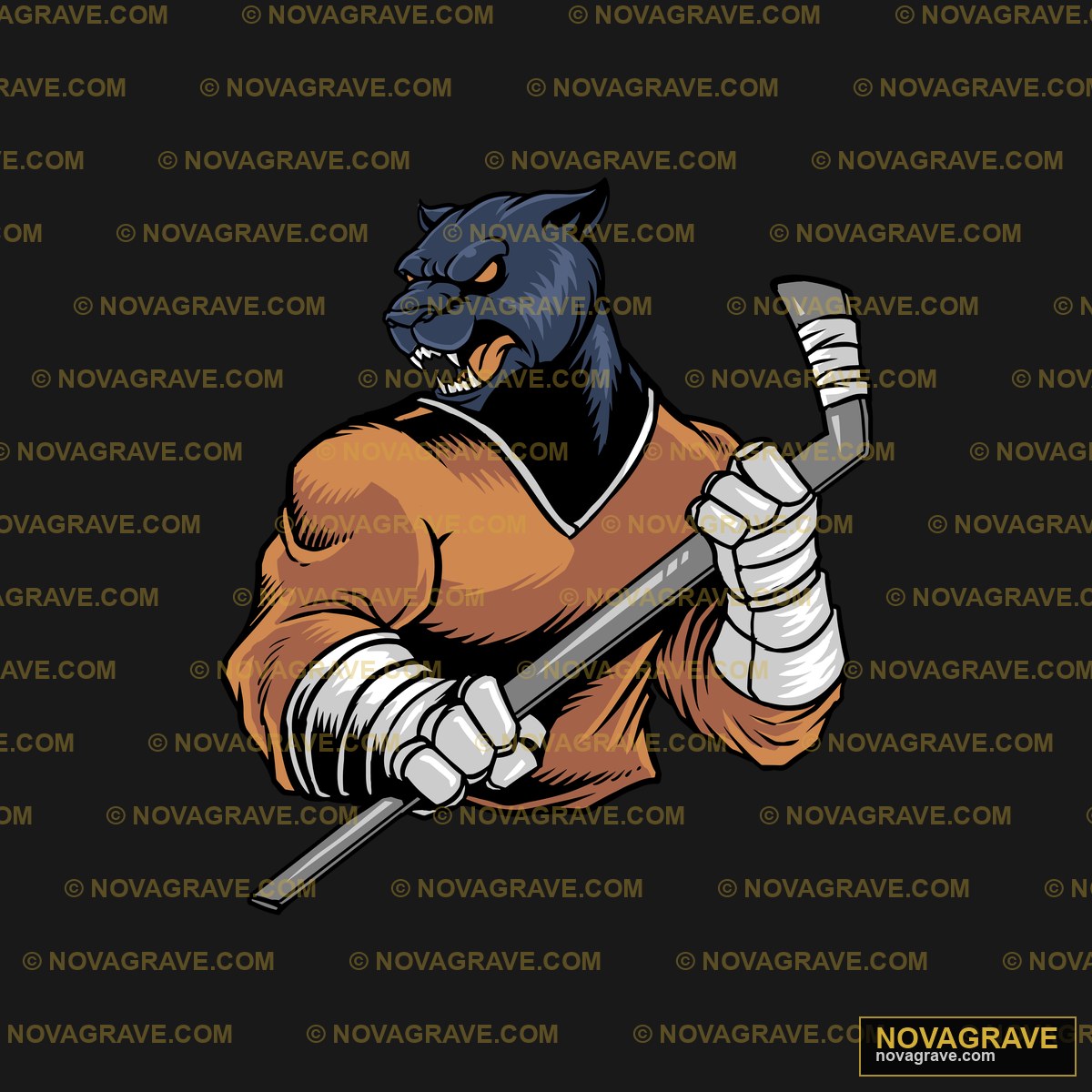 A Cartoon Character Of A Hockey Player With A Sports Fitness - Design DTF