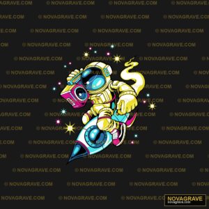 Astronaut Riding Rocket Boombox DTF Design SVG PNG DXF