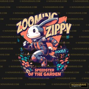A Cartoon Character Running Through A Field W Typography Slogans - DTF Transfer Design