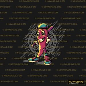 A Cartoon Character With A Baseball Cap And A Sports Fitness - DTF Ontwerp