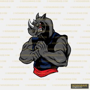 Muscular Rhino Fighter DTF Design SVG PNG DXF Instant Download